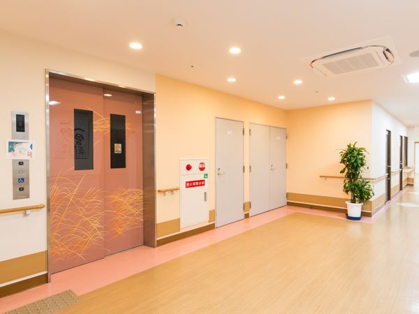 明るい廊下とエレベーター
