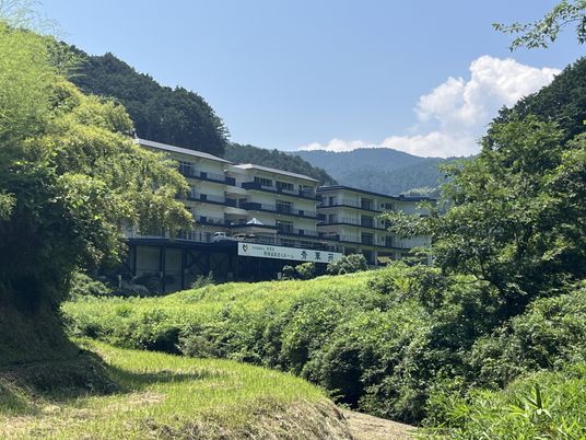 緑豊かな建物の外観