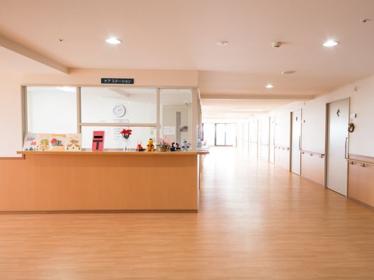 明るい廊下と受付