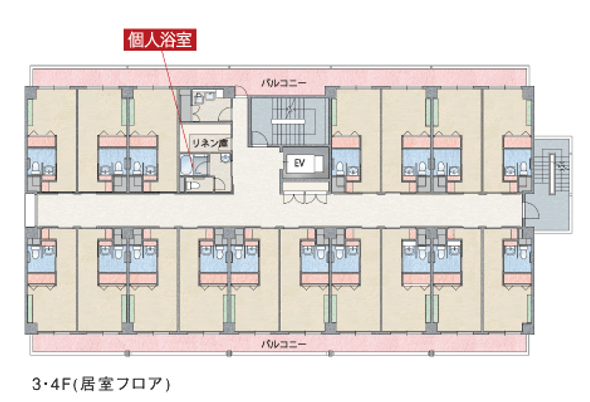 居室フロアの平面図