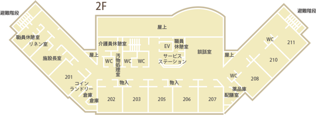 居室と廊下の配置図