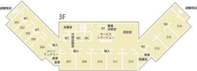 ゆったりとした居室配置図