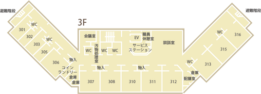 ゆったりとした居室配置図