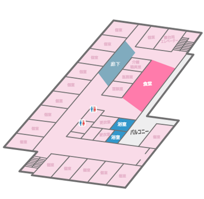 広々とした食堂の図面