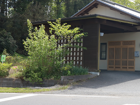 緑に囲まれた建物外観  