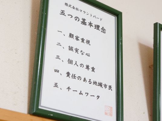 掲示された理念の額縁