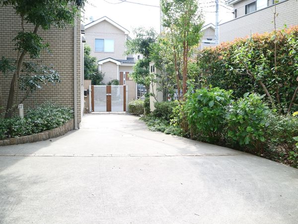 清潔な通路と緑の植物