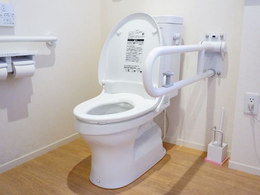 手すり付きの清潔なトイレ