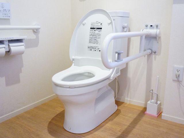 手すり付きの清潔なトイレ
