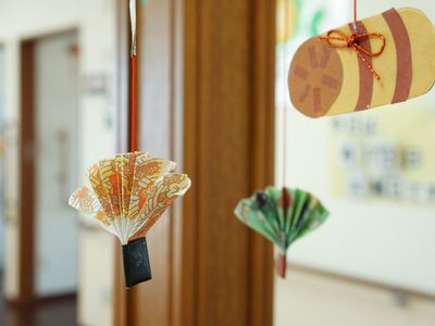 和風装飾がある通路