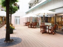 中庭の木とテーブルセット