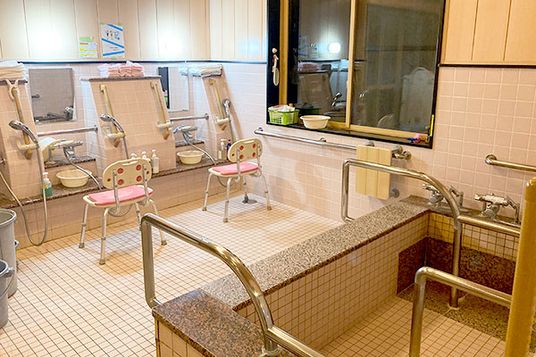 二つの浴槽が並ぶ浴室