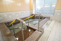 浴室の手すりと湯船