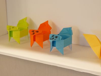 カラフルな折り紙の動物