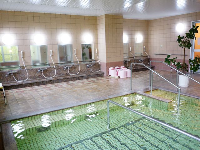 明るい浴室の様子 お風呂 ゆったりとした造りの清潔な浴室です。利便性を高める手すりが整備され、安全に配慮されています。