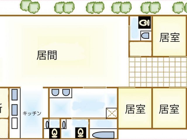 広々とした居間 居間 自然光が差し込む広々とした居間で、ゆったりと過ごせます。各種交流の場として最適です。