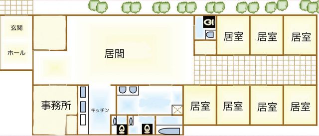 広々とした居間 居間 自然光が差し込む広々とした居間で、ゆったりと過ごせます。各種交流の場として最適です。