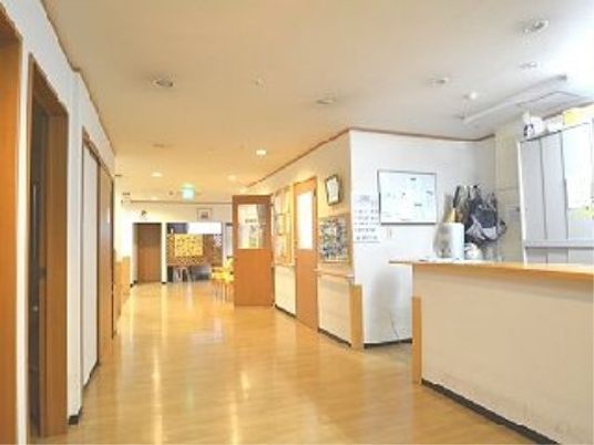 明るい廊下とフロント