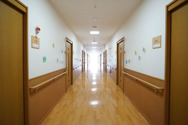 廊下の壁に装飾あり