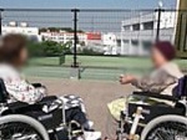 晴天のテラス テラス 自然を感じられる開放的なスペースで、車椅子利用者がリラックスして過ごせます。