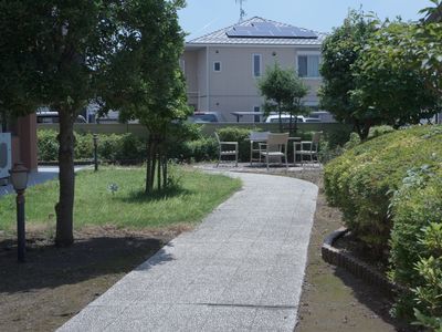 緑豊かな中庭の景色