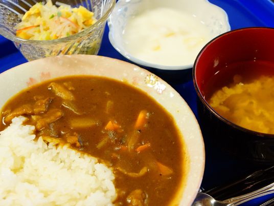 手作りカレーライスの昼食
