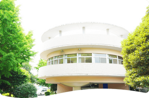 緑に囲まれた建物外観  