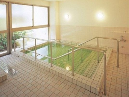 手すり付き明るい浴室