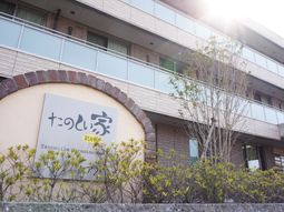 建物の看板と緑