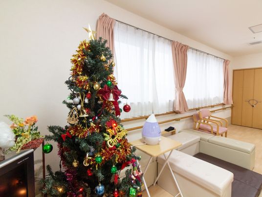 クリスマスツリーのある居室