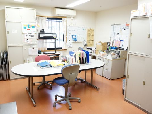 明るく整理されたスタッフルーム