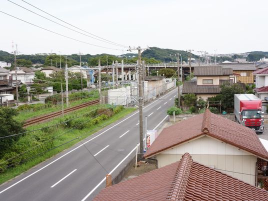 町並みと線路の風景