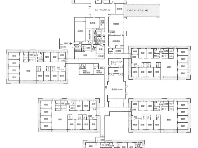 明るい居室の配置図 居室 各居室が整然と配置された設計図です。プライベートな空間の確保が行き届いており、安心です。