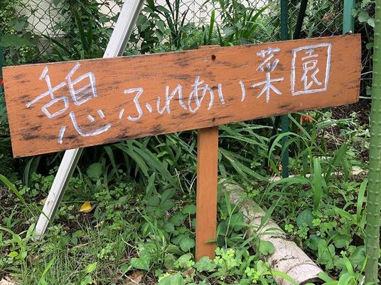 菜園の木製看板  