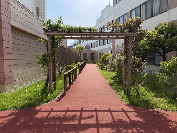 緑豊かな施設の庭