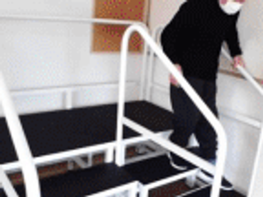 階段での訓練風景