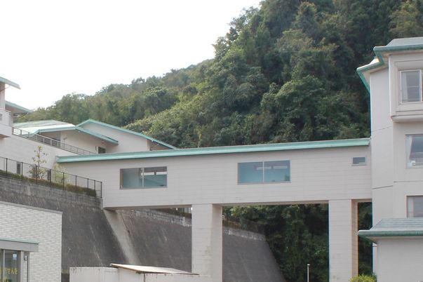 緑に囲まれた外観