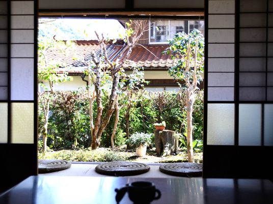 和室から庭を望む景色  