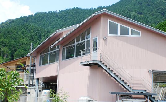 緑に囲まれた建物外観