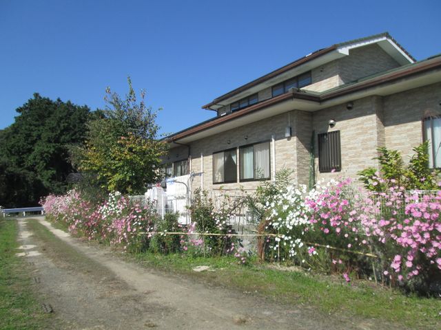 花が咲く施設の外観 外観 自然豊かな環境に囲まれ、季節の花々が彩りを添える落ち着いた雰囲気の場所です。ゆったりと過ごしやすい環境で、新たな職場としていかがでしょうか。