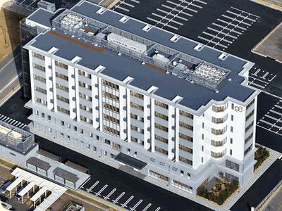 白い建物の外観