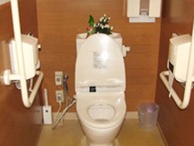 快適な空間のトイレ トイレ 手すりが設置された安心のトイレです。清潔感があり、快適にご利用いただけます。
