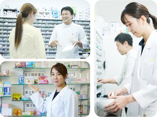 笑顔のスタッフが対応している様子