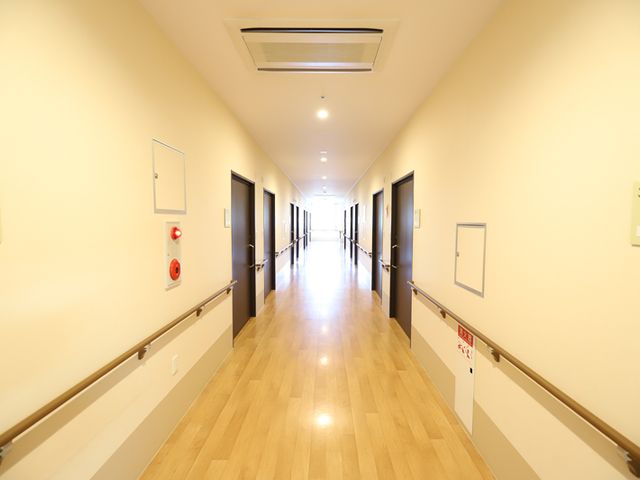 廊下の明るく広々した様子 廊下 広々とした廊下は、光がたくさん差し込んでおり、歩行や車椅子での移動も快適です。