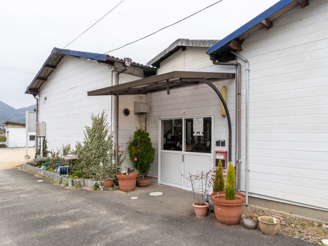 白壁の建物入口と草花 外観 きちんと手入れされた植木が並ぶ入口には、明るく開放的な雰囲気が漂っています。訪れる皆様を穏やかに迎え入れます。