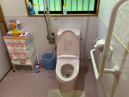 手すり付きの清潔なトイレ