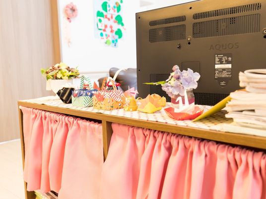 手工芸品とテレビのあるスペース