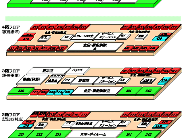 見取り図 内観 施設の各階のレイアウトを示す見取り図です。詳細な施設配置や設備の位置が確認できます。