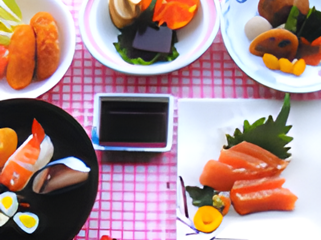 彩り豊かな食事 料理 彩りが美しい料理の盛り合わせです。見た目も楽しめる工夫がされています。