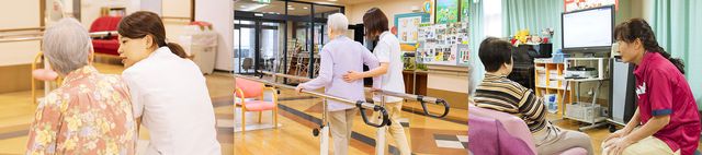 スタッフと共に運動する部屋